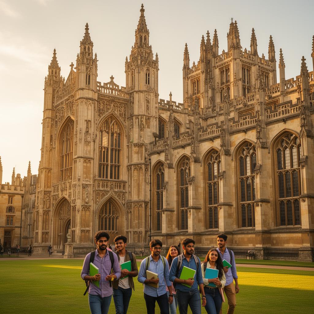Students walking across a prestigious university campus
